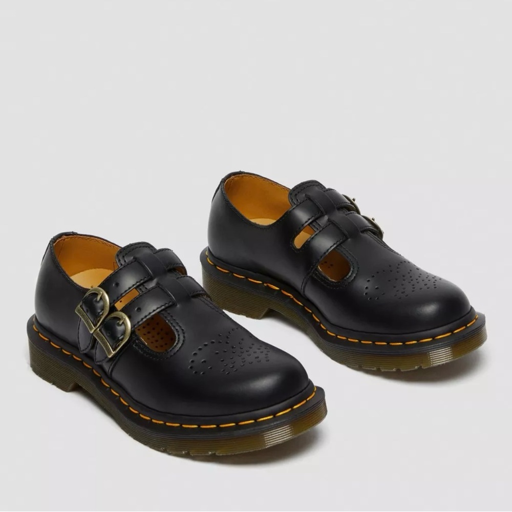Dr Martens 8065 Mary Jane Smooth Black Leather AirWair Shoes